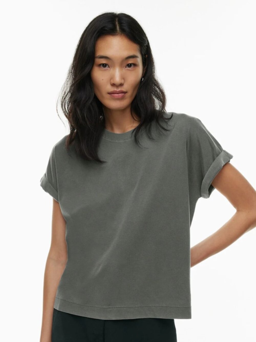 Wilfred Free Aritzia Sprawl T-Shirt GD Vintage Black Medium Cuffed Dolman Tee